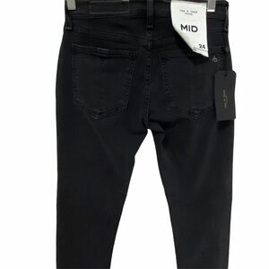 NWT Rag & Bone Cate Mid Rise Skinny Black Jeans Wythe with Holes 24 (Waist: 25)